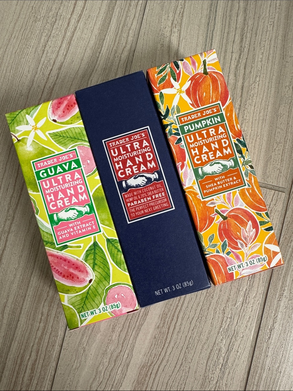 TJ’S Ultra Moisturizing Hand Cream - Guava, Unscented (Navy), Pumpkin - 3 Pack